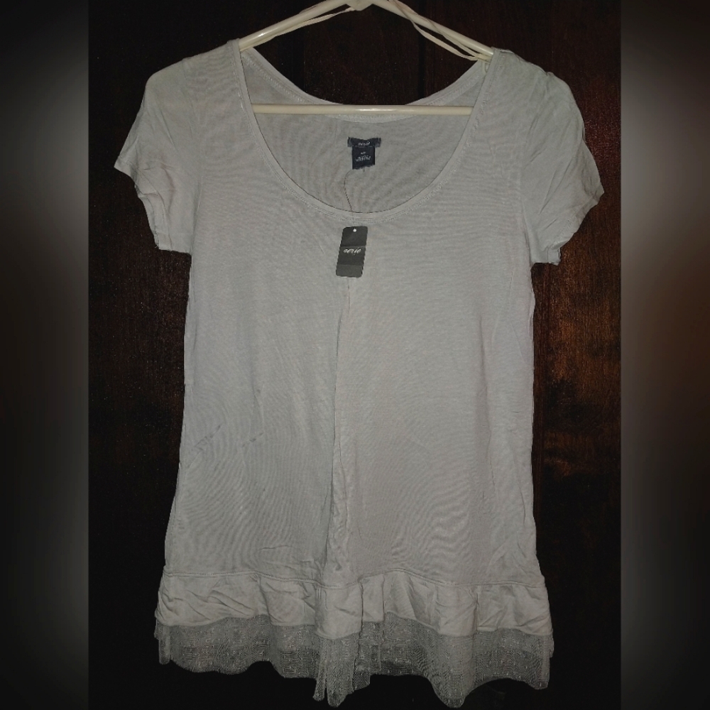 NWT Aerie Light Grey Tee with Tulle